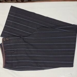 LOFT Striped Straight Leg Black Pants 2P Office Maximalism